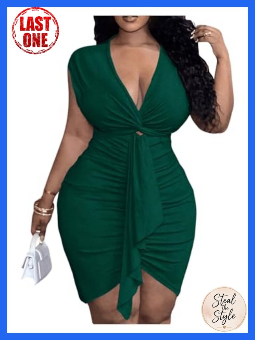 Plus Size Twist Front V Neck Bodycon Dress Sleeveless Ruched Party